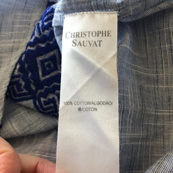 Christophe Sauvat Bolshoi Top Sz S Blue Chambray Embroidered Off Shoulder - Picture 7 of 7